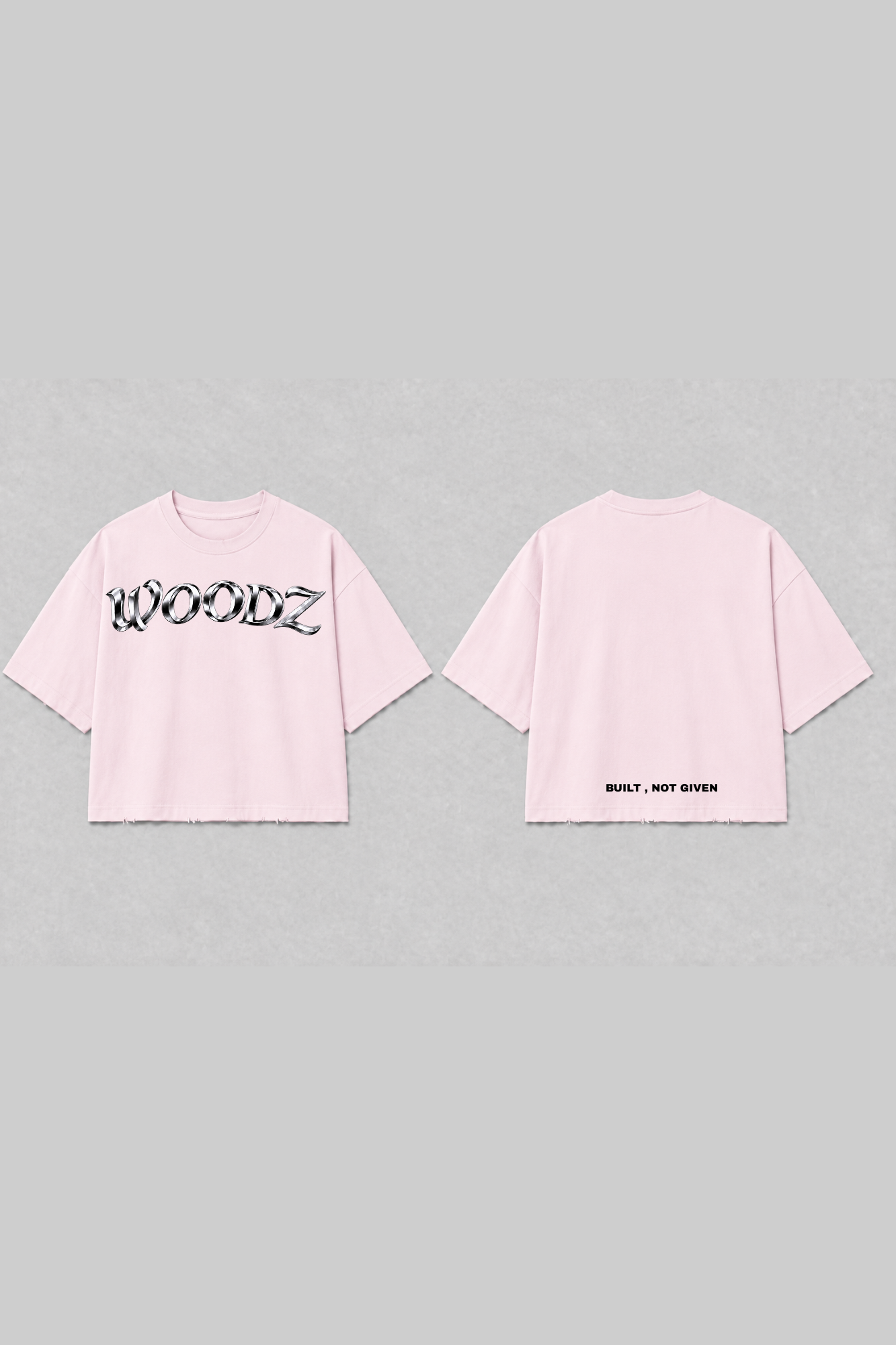 T-shirt Oversize WOODZ rose, vues avant et arrière